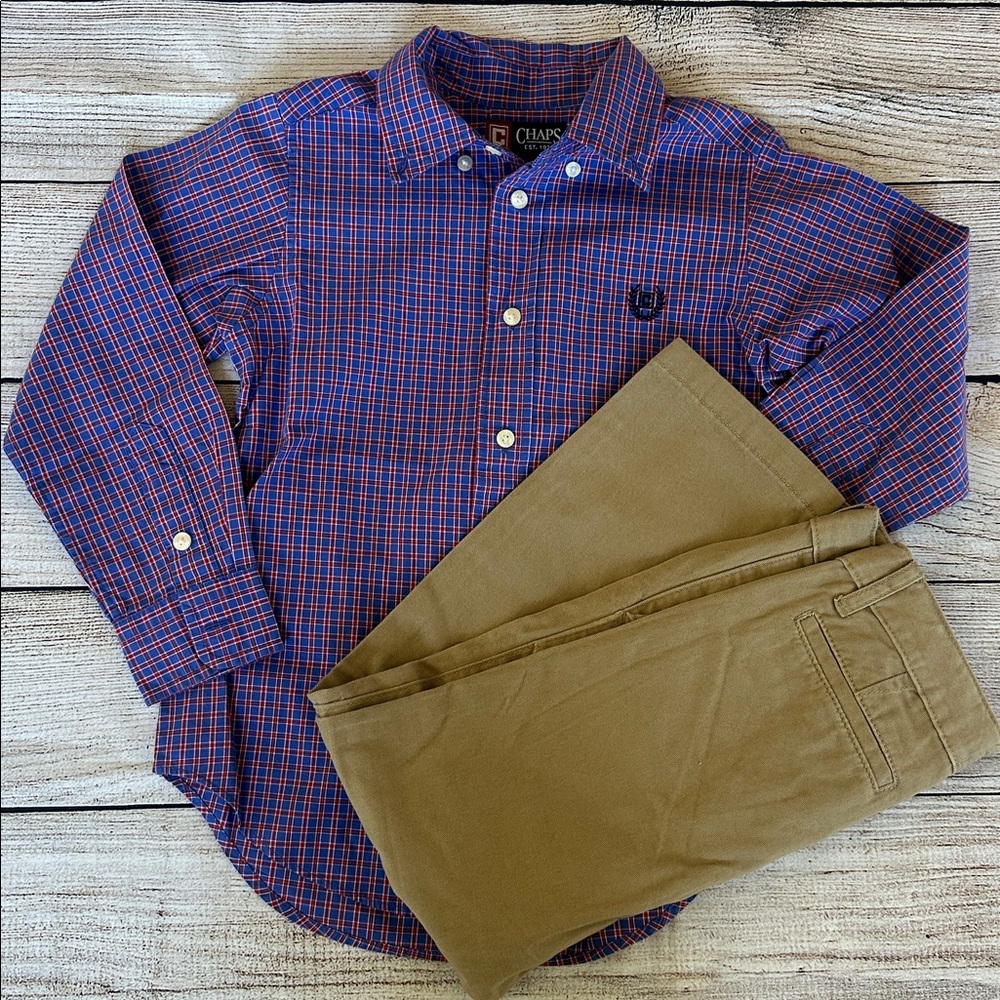 NWT Chaps Button Down Dress Shirt Childrens Place Chino Khaki Pants Boys Size 5